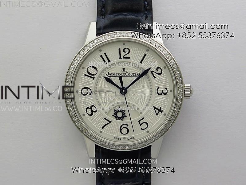 Rendez-Vous Night and Day Diamond Bezel SS APSF 1:1 Best Edition White Textured Dial SS Bezel on Blue Strap Super Clone A898