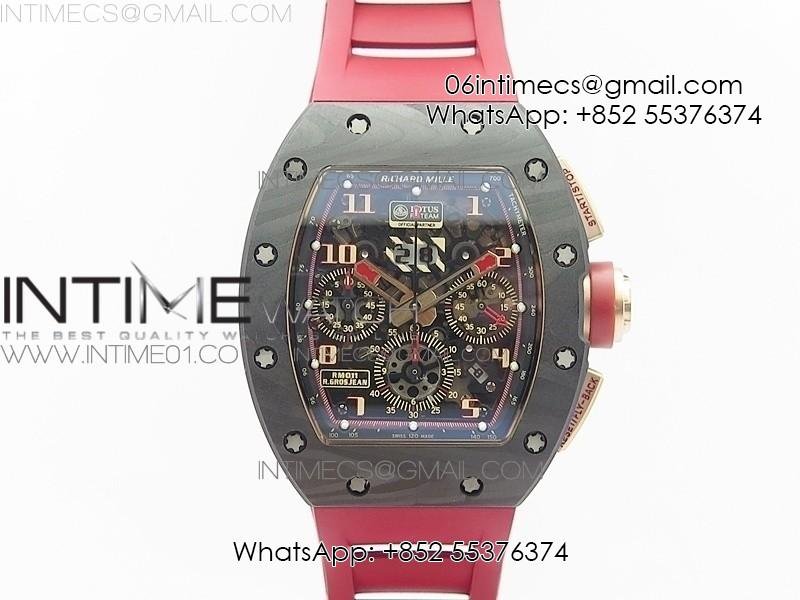 rm011-rg-case-chronograph-kvf-1-1-best-edition-carbon-bezel-skeleton-dial-on-red-rubber-strap-a7750.jpg RM011 RG Case Chronograph KVF 1:1 Best Edition Carbon Bezel Skeleton Dial on Red Rubber Strap A7750 - Image 1