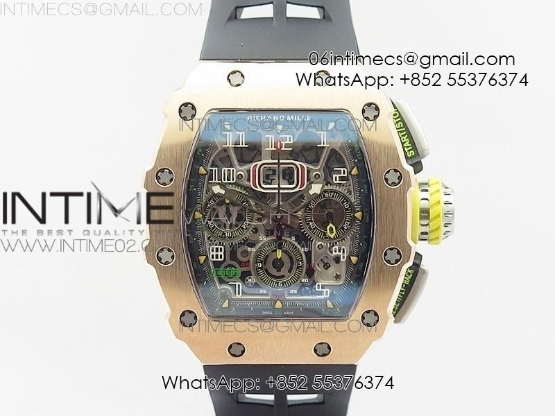 rm011-rg-chronograph-ss-case-kvf-1-1-best-edition-crystal-skeleton-dial-on-black-rubber-strap-a7750.jpg RM011 RG Chronograph SS Case KVF 1:1 Best Edition Crystal Skeleton Dial on Black Rubber Strap A7750 - Image 1