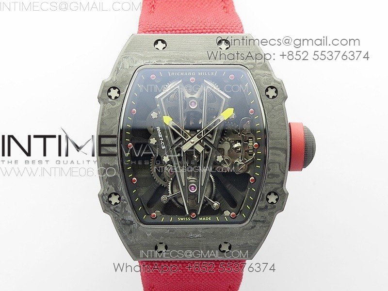 RM027-03 NTPT Real Tourbillon RMF Best Edition Skeleton Dial on Red Nylon Strap