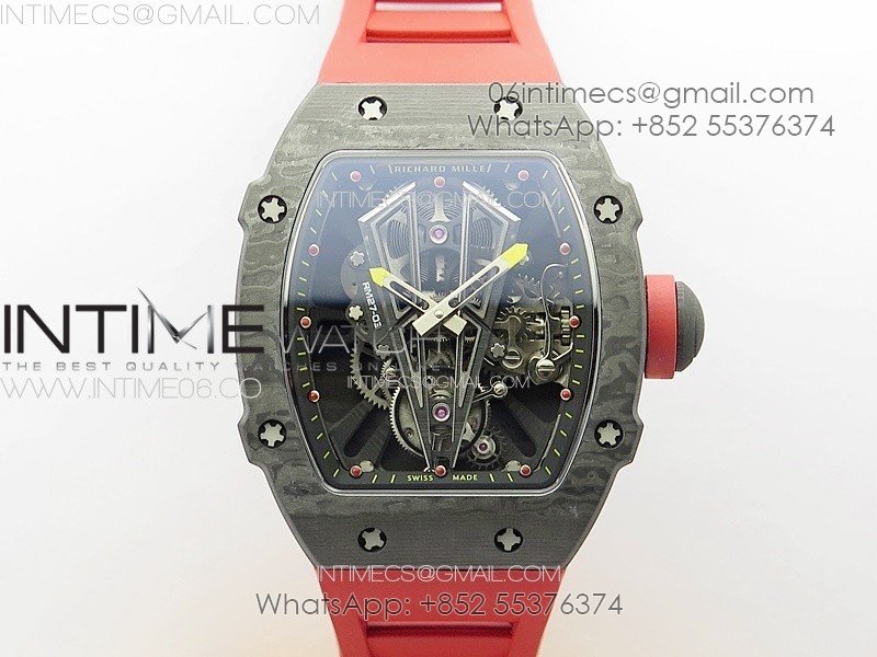 RM027-03 NTPT Real Tourbillon RMF Best Edition Skeleton Dial on Red Rubber Strap