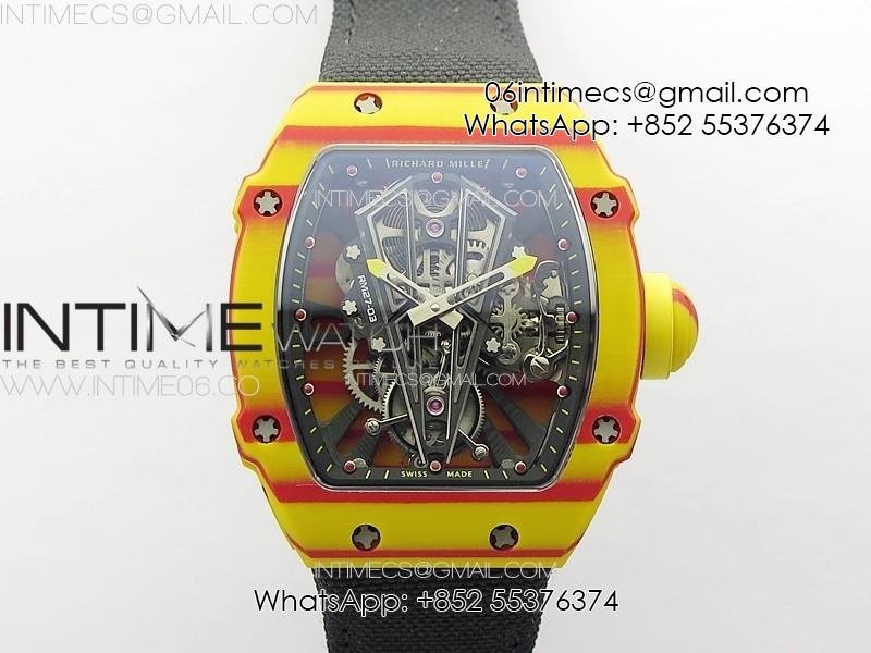 RM027-03 Real Tourbillon RMF Best Edition Orange/Red Carbon Skeleton Dial on Black Nylon Strap