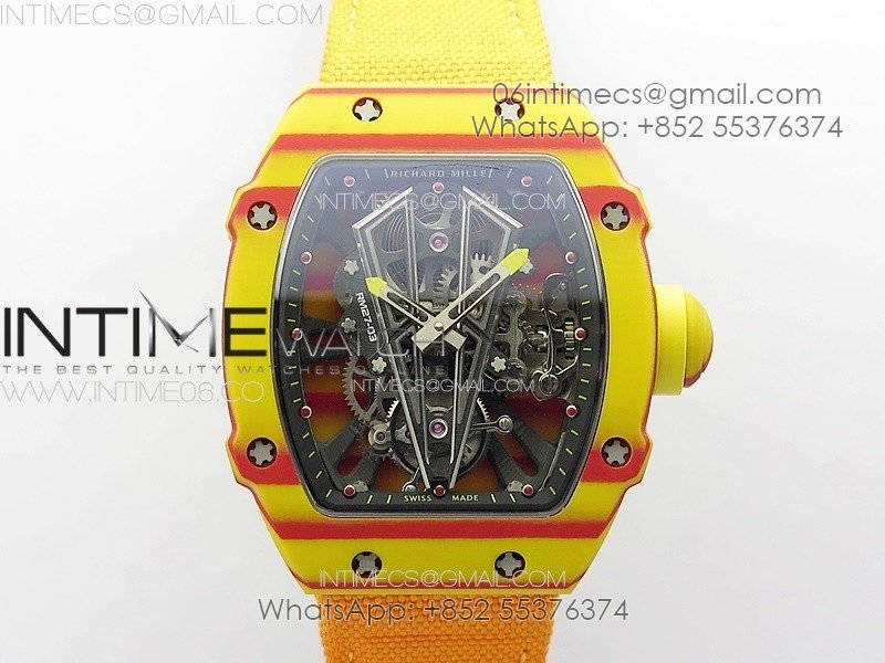 RM027-03 Real Tourbillon RMF Best Edition Orange/Red Carbon Skeleton Dial on Orange Nylon Strap