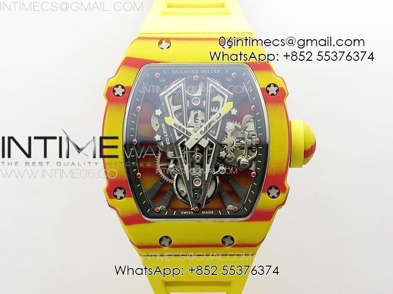 RM027-03 Real Tourbillon RMF Best Edition Orange/Red Carbon Skeleton Dial on Yellow Rubber Strap