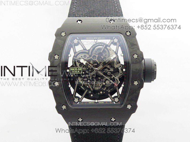 RM035-02 Forged Carbon Case KUF Best Edition Black Crown on Black Nylon Strap MIYOTA8215
