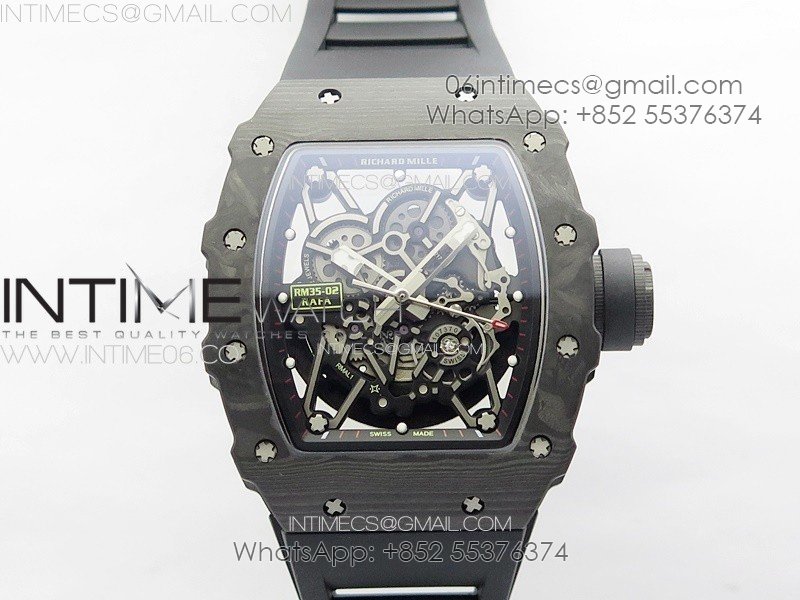 RM035-02 Forged Carbon Case KUF Best Edition Black Crown on Black Rubber Strap MIYOTA8215