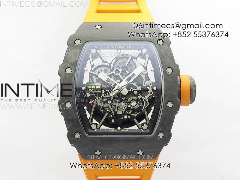 rm035-02-forged-carbon-case-kuf-best-edition-orange-crown-on-orange-rubber-strap-miyota8215.jpg RM035-02 Forged Carbon Case KUF Best Edition Orange Crown on Orange Rubber Strap MIYOTA8215 - Image 1