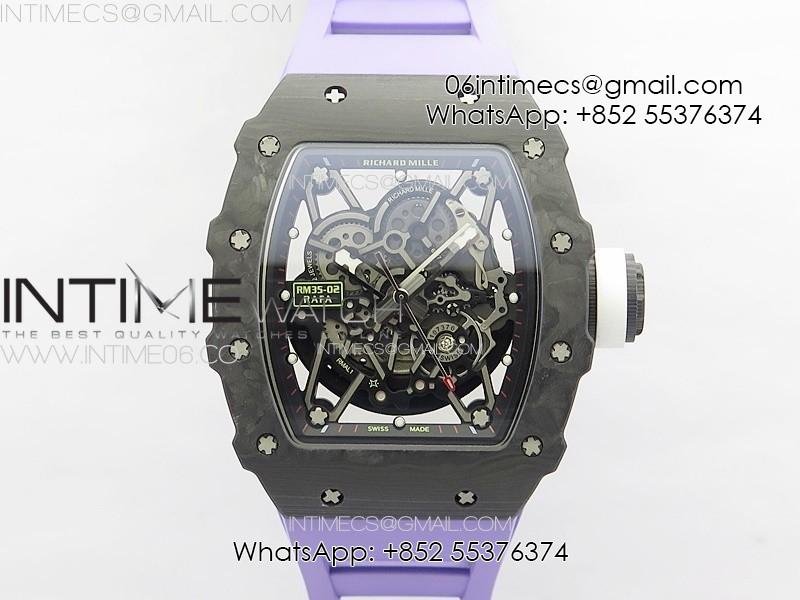 rm035-02-forged-carbon-case-kuf-best-edition-white-crown-on-purple-rubber-strap-miyota8215.jpg RM035-02 Forged Carbon Case KUF Best Edition White Crown on Purple Rubber Strap MIYOTA8215 - Image 1