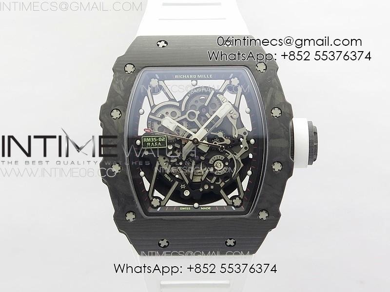 rm035-02-forged-carbon-case-kuf-best-edition-white-crown-on-white-rubber-strap-miyota8215.jpg RM035-02 Forged Carbon Case KUF Best Edition White Crown on White Rubber Strap MIYOTA8215 - Image 1