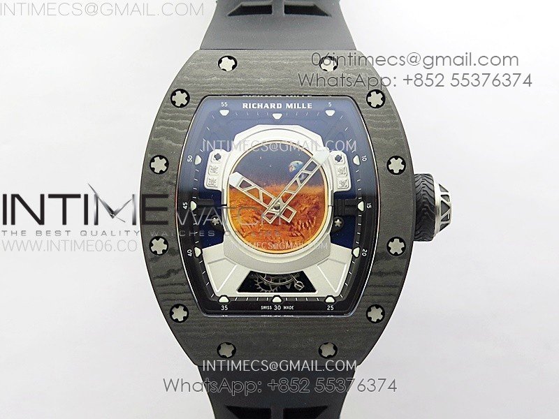 RM052-05 Carbon Case YSF Best Edition Skeleton Dial on Black Rubber Strap Tourbillon