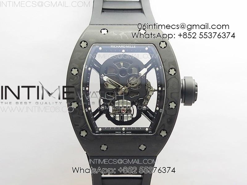 rm052-skull-black-carbon-real-tourbillon-ysf-1-1-best-edition-skull-dial-on-black-rubber-strap.jpg RM052 Skull Black Carbon Real Tourbillon YSF 1:1 Best Edition Skull Dial on Black Rubber Strap - Image 1