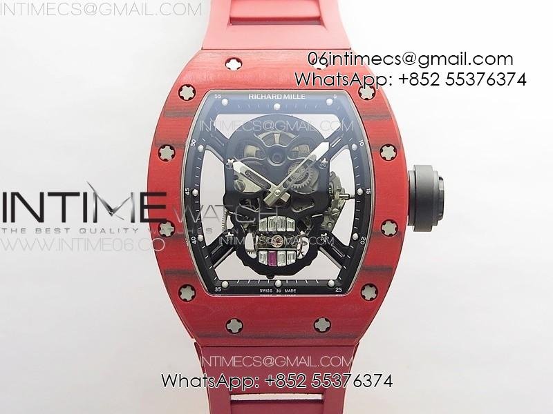 rm052-skull-red-carbon-real-tourbillon-ysf-1-1-best-edition-skull-dial-on-red-rubber-strap.jpg RM052 Skull Red Carbon Real Tourbillon YSF 1:1 Best Edition Skull Dial on Red Rubber Strap - Image 1