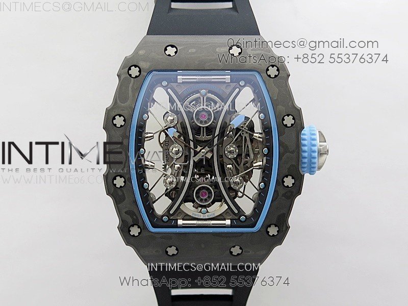 RM053-01 Real Forge Carbon JBF Best Edition Skeleton Dial on Black Rubber Strap Asian Movement