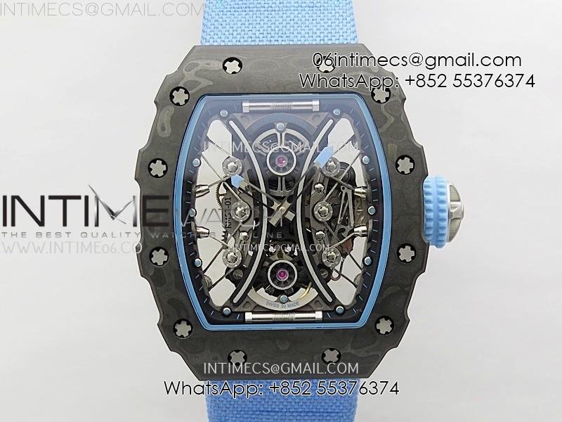 rm053-01-real-forge-carbon-jbf-best-edition-skeleton-dial-on-blue-nylon-strap-asian-movement.jpg RM053-01 Real Forge Carbon JBF Best Edition Skeleton Dial on Blue Nylon Strap Asian Movement - Image 1