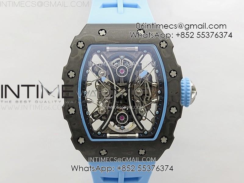 RM053-01 Real Forge Carbon JBF Best Edition Skeleton Dial on Blue Rubber Strap Asian Movement