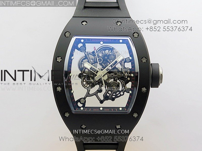 RM055 Black Ceramic Black Inner Bezel APSF 1:1 Best Edition On Black Rubber Strap RMUL2 Super Clone