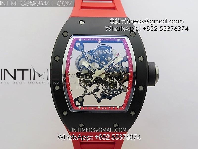 RM055 Black Ceramic Red Inner Bezel APSF 1:1 Best Edition On Red Rubber Strap RMUL2 Super Clone