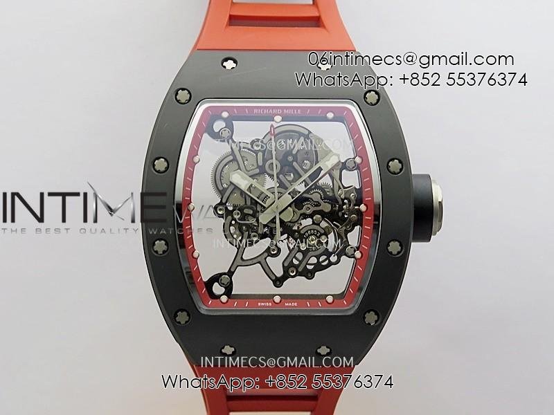 rm055-black-ceramic-red-inner-bezel-df-best-edition-on-red-rubber-strap-rmul2-super-clone-free-sprung.jpg RM055 Black Ceramic Red Inner Bezel DF Best Edition On Red Rubber Strap RMUL2 Super Clone (Free Sprung) - Image 1