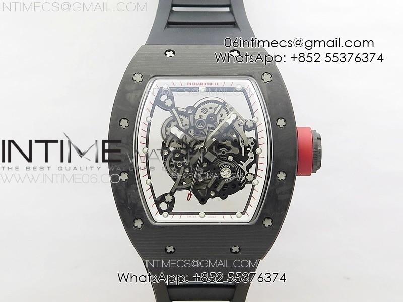 RM055 Forged Carbon Case KUF Best Edition Red Crown on Black Rubber Strap MIYOTA8215