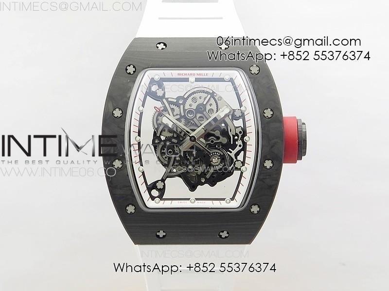 rm055-forged-carbon-case-kuf-best-edition-red-crown-on-white-rubber-strap-miyota8215.jpg RM055 Forged Carbon Case KUF Best Edition Red Crown on White Rubber Strap MIYOTA8215 - Image 1