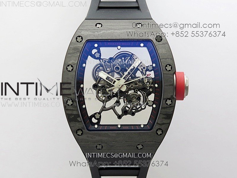 RM055 NTPT/Ti APSF 1:1 Best Edition Black Inner Bezel Red Crown on Black Rubber Strap RMUL2 Super Clone