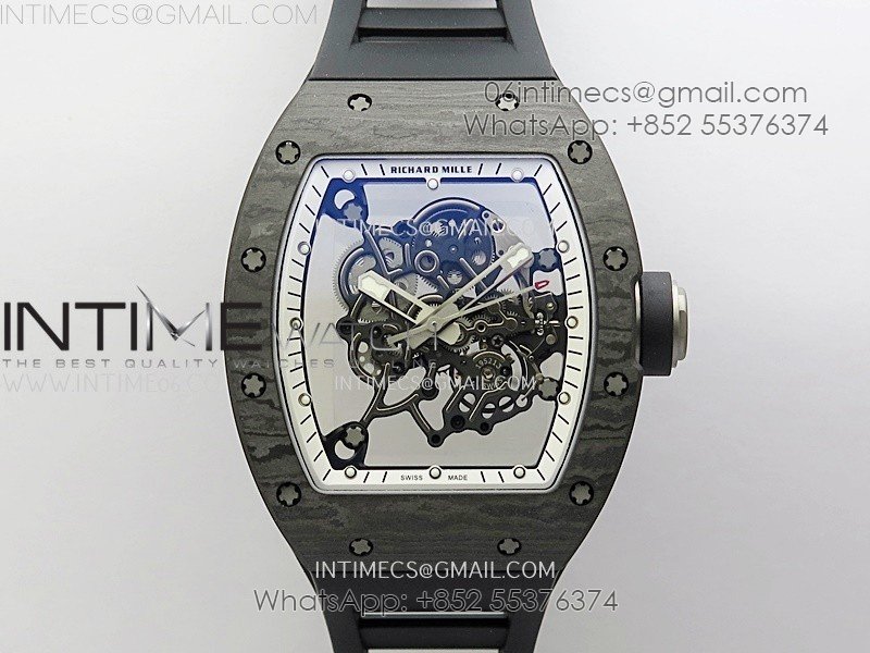 RM055 NTPT/Ti APSF 1:1 Best Edition White Inner Bezel Black Crown on Rubber Strap RMUL2 Super Clone