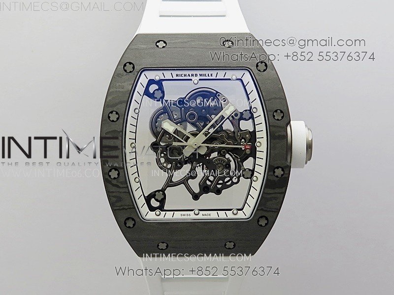 RM055 NTPT/Ti APSF 1:1 Best Edition White Inner Bezel White Crown on Rubber Strap RMUL2 Super Clone