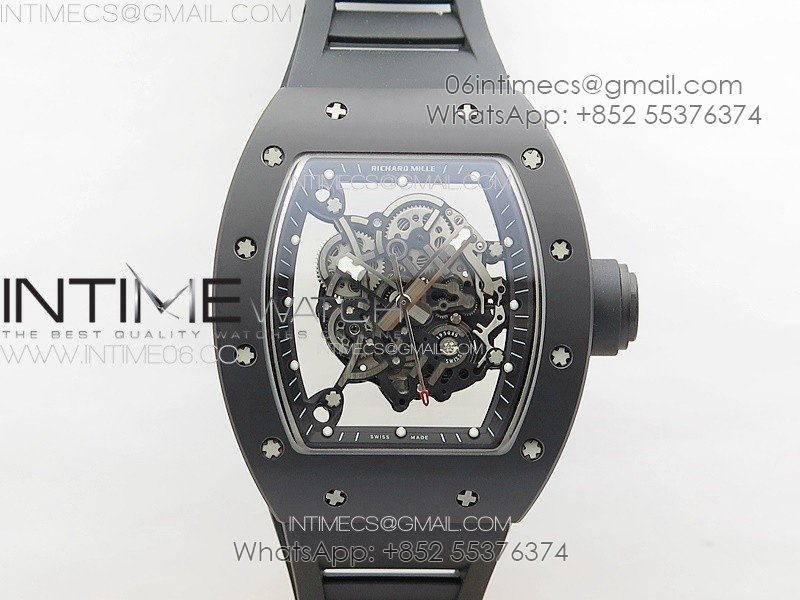 RM055 Real Ceramic Case KUF Best Edition Black Crown on Black Rubber Strap MIYOTA8215