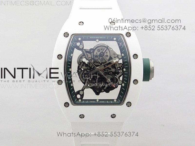 RM055 Real Ceramic Case KUF Best Edition Black Crown on White Rubber Strap MIYOTA8215