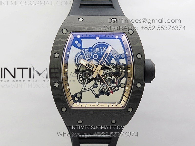 RM055 RG Inner Bezel Black Crown NTPT/NTPT ZF 1:1 Best Edition on Black Rubber Strap RMUL2 Super Clone