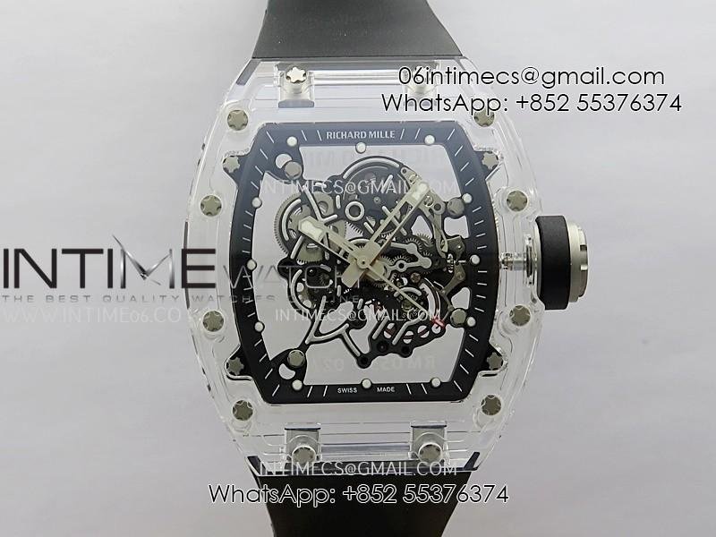 RM055 Transparent Black Inner Sonic Best Edition Skeleton Dial On Black Rubber Strap RMUL2 Super Clone