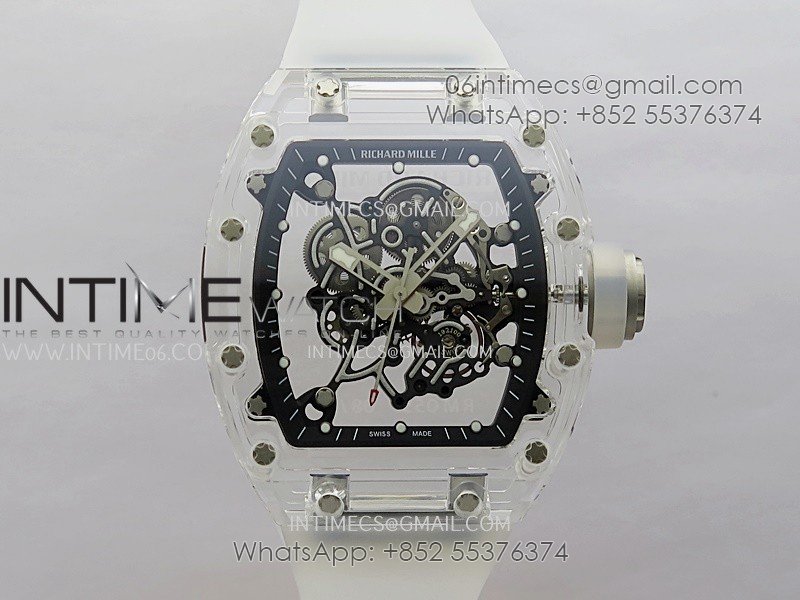 RM055 Transparent Black Inner Sonic Best Edition Skeleton Dial On Transparent Rubber Strap RMUL2 Super Clone