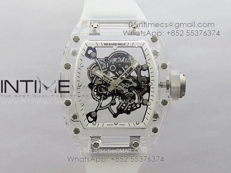 RM055 Transparent White Inner Sonic Best Edition Skeleton Dial On Transparent Rubber Strap RMUL2 Super Clone