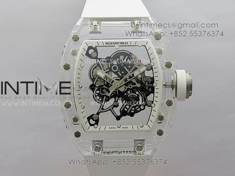 RM055 Transparent White Inner Sonic Best Edition Skeleton Dial On White Rubber Strap RMUL2 Super Clone