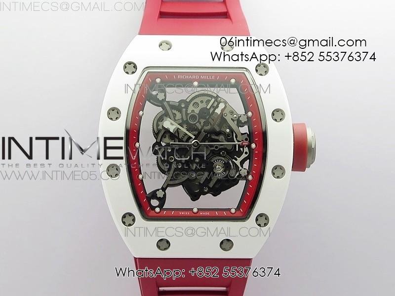 rm055-white-ceramic-kvf-best-edition-skeleton-dial-on-red-rubber-strap-miyota8215-v3.jpg RM055 White Ceramic KVF Best Edition Skeleton Dial on Red Rubber Strap MIYOTA8215 V3 - Image 1