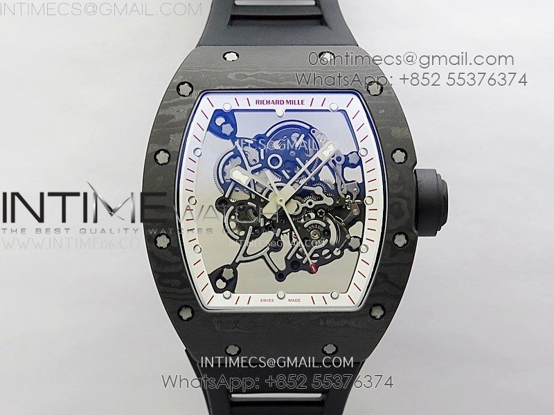 RM055 White inner Bezel Black Crown NTPT/NTPT ZF 1:1 Best Edition on Black Rubber Strap RMUL2 Super Clone