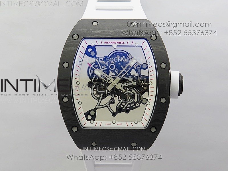 RM055 White Inner Bezel Black Crown NTPT/NTPT ZF 1:1 Best Edition on White Rubber Strap RMUL2 Super Clone