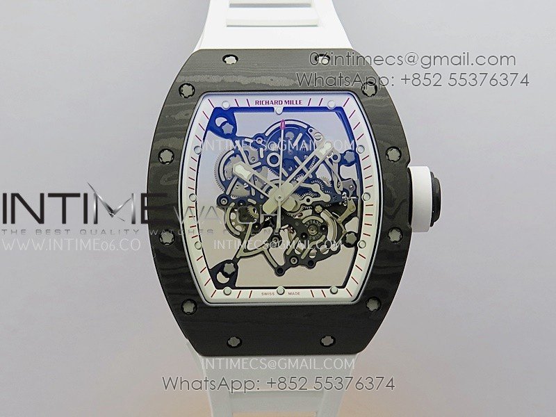 RM055 White Inner Bezel White Crown NTPT ZF 1:1 Best Edition On White Rubber Strap RMUL2 Super Clone V2