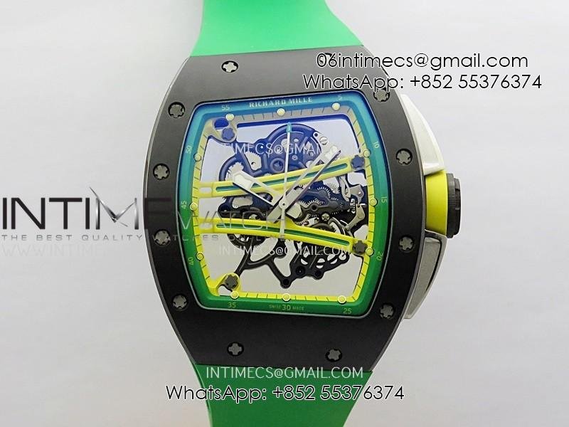 RM061 Black Ceramic APSF 1:1 Best Edition Skeleton Dial On Green Rubber Strap RMUL2 Super Clone