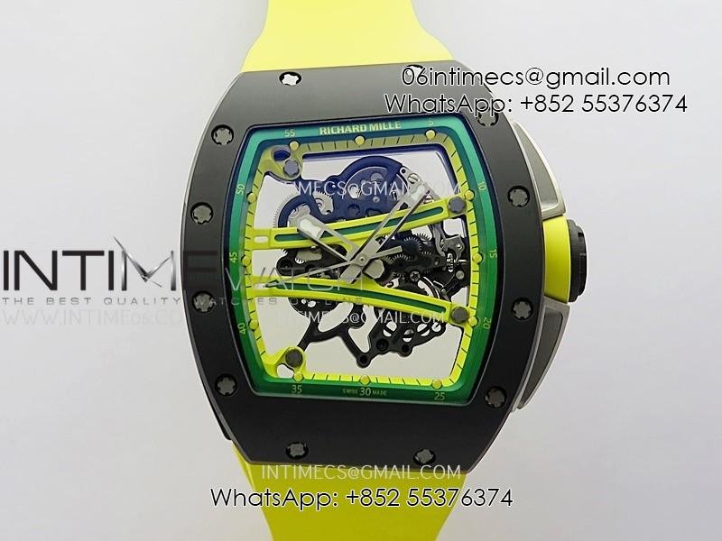 RM061 Black Ceramic ZF 1:1 Best Edition On Yellow Rubber Strap RMUL2 Super Clone