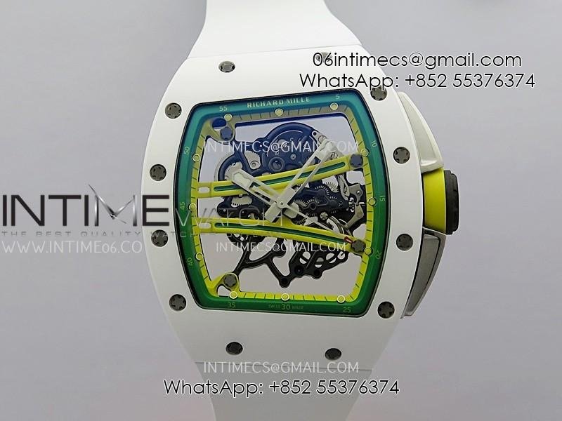 RM061 White Ceramic APSF 1:1 Best Edition on White Rubber Strap RMUL2 Super Clone