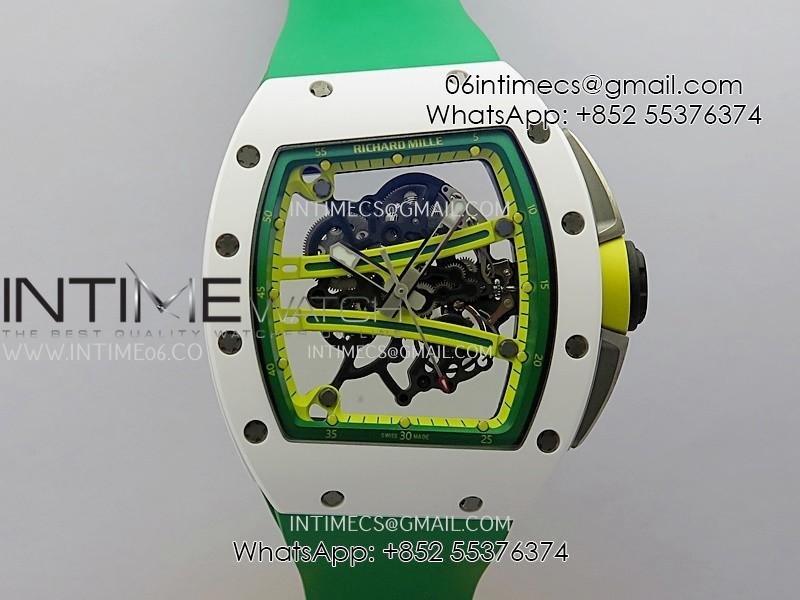 RM061 White Ceramic ZF 1:1 Best Edition on Green Rubber Strap RMUL2 Super Clone