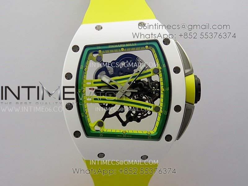 RM061 White Ceramic ZF 1:1 Best Edition On Yellow Rubber Strap RMUL2 Super Clone