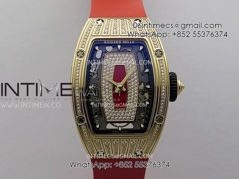 rm07-paved-diamonds-bezel-rg-zf-best-edition-diamonds-skeleton-dial-on-red-rubber-strap-asian-crma2-clone.jpg RM07 Paved Diamonds Bezel RG ZF Best Edition Diamonds Skeleton Dial On Red Rubber Strap Asian CRMA2 Clone - Image 1