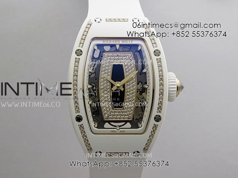 rm07-real-white-ceramic-diamond-bezel-yg-zf-best-edition-black-mop-diamond-skeleton-dial-on-white-rubber-strap-asian-crma2-clone.jpg RM07 Real White Ceramic Diamond Bezel YG ZF Best Edition Black MOP Diamond Skeleton Dial On White Rubber Strap Asian CRMA2 Clone - Image 1