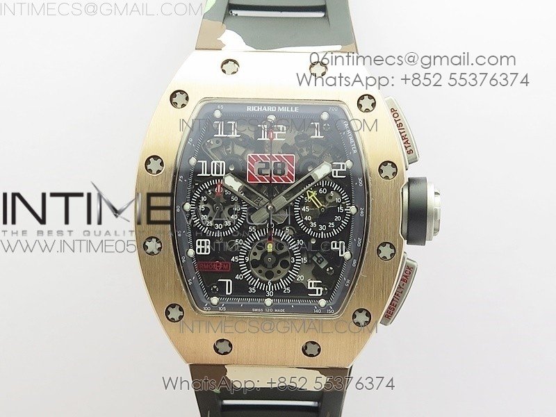 RM11-03 RG KVF 1:1 Best Edition Crystal Skeleton Dial on Camo Rubber Strap A7750