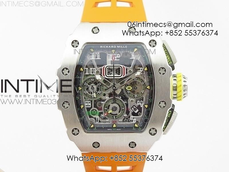 rm11-03-ss-kvf-1-1-best-edition-crystal-skeleton-dial-on-orange-racing-rubber-strap-a7750-15.jpg RM11-03 SS KVF 1:1 Best Edition Crystal Skeleton Dial on Orange Racing Rubber Strap A7750 - Image 1