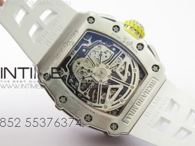 RM11-03 SS KVF 1:1 Best Edition Crystal Skeleton Dial on White Racing Rubber Strap A7750 - Image 13