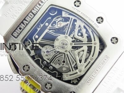 RM11-03 SS KVF 1:1 Best Edition Crystal Skeleton Dial on White Racing Rubber Strap A7750 - Image 14
