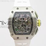 RM11-03 SS KVF 1:1 Best Edition Crystal Skeleton Dial on White Racing Rubber Strap A7750